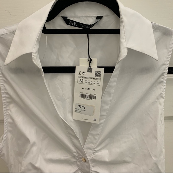 Zara White Midi Shirt Dress With Cut-Out, Size M - Picture 5 of 9